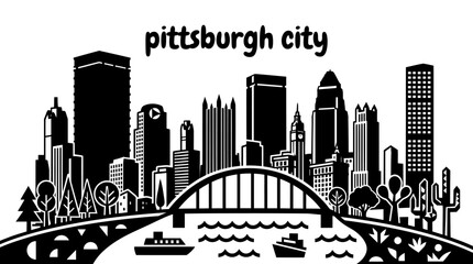 Fototapeta premium pittsburgh city skyline urban architecture downtown landmark travel tourism america usa landscape metropolitan culture modern historic destination famous district with rivers bridges pennsylvania hill
