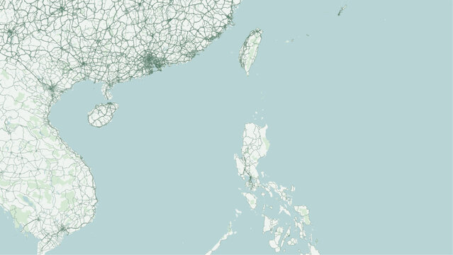 Modern minimalist vector map of Luzon Strait. Scalable waterway connecting Philippine Sea to South China Sea, Bashi Channel, Batanes, Babuyan Islands, and shipping corridors for wall art posters.