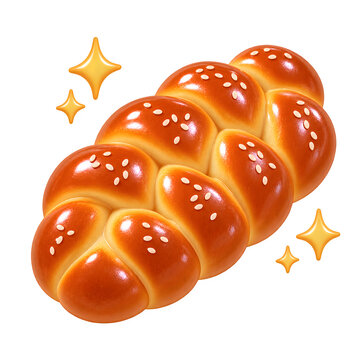 challah braided bread 3d illustration isolated on white transparent background png