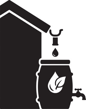 Rainwater collection barrel with faucet and leaf