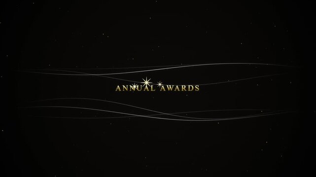 Annual awards ceremony gold title sequence with glowing particles and luxury motion background, motion title sequence