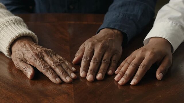 Hands of Three Generations of Black Family Representing Heritage and Legacy