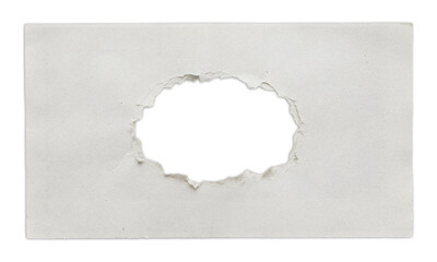White paper sheet with a hole in the center isolated on transparent background