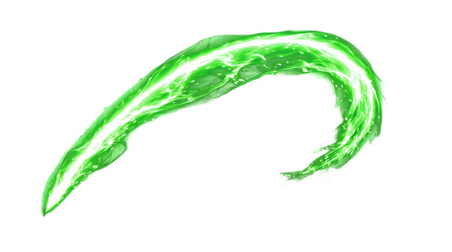 A glowing green energy wave for the concept of technology and science.