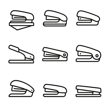 Icons handle paper icon vector grid adjustable decorative desk curved stack stapler