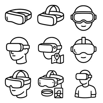Visor air head icon side map adjustable vector headset vr floating