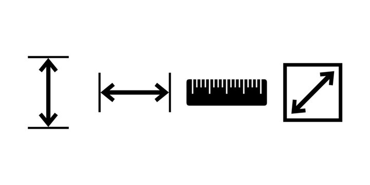 Set of dimension and measurement vector icons with arrows and ruler symbols ruler icon length arrow