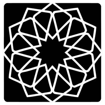 Geometric islamic pattern, seamless star shape design, intricate mandala style vector illustration for decorative art and architectural motifs isolated on transparent background