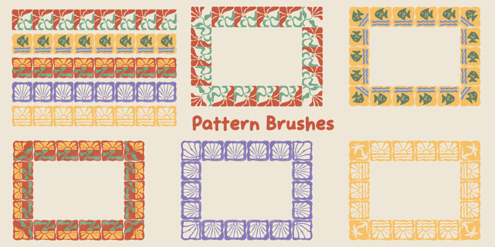 Decorative Pattern Brushes and Frames Set