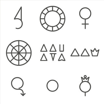 Icon circle vector grid astrology ascendant position planetary retrograde modality symbols icons