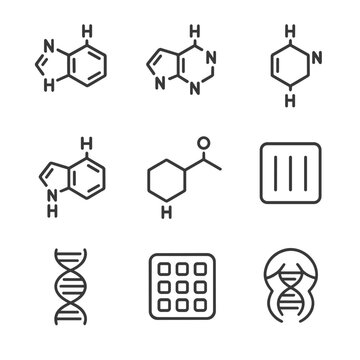 Genetic codon vector rna adenine code icon grid cytosine icons triplet enzyme