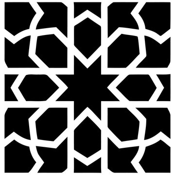 Seamless islamic geometric pattern, traditional arabic ornament, vector illustration of a decorative star motif isolated on transparent background