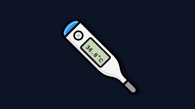 Digital Medical Thermometer Icon Showing Normal Body Temperature of 36