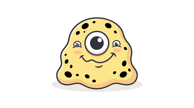 Cute Yellow Blob Monster with One Eye and Spots.