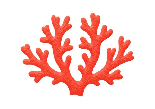Bright red textured coral branch isolated on white background