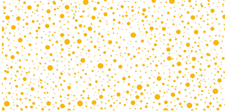 Abstract yellow polka dot pattern on white background for festive design backdrop.