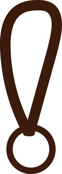 A simple dark brown hanging loop with a circular ring, designed as a minimalist attachment element for tags and labels.