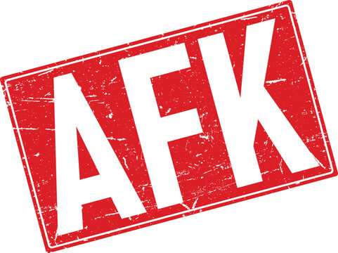 Red rubber stamp design with the text AFK meaning away from keyboard for office communication