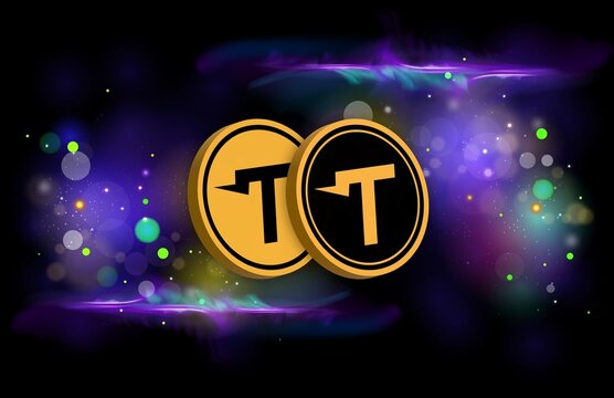 tutorial-tut cryptocurrency logos on digital background. 3d illustrations.