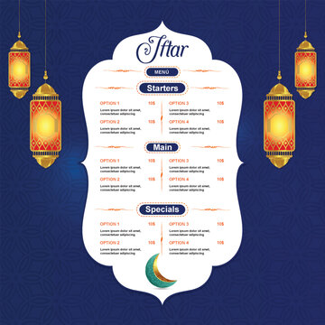 Iftar menu template in paper style