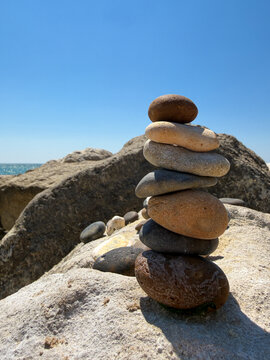 Stack of Stones on Beach