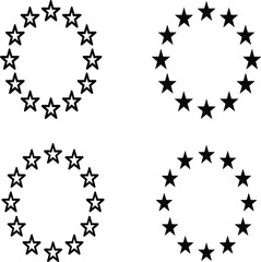 Fototapeta premium European Union flag stars circle icon set featuring filled and outlined circular star arrangements vector.eps