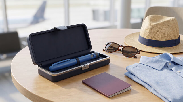 Weight loss injection pen packed for travel