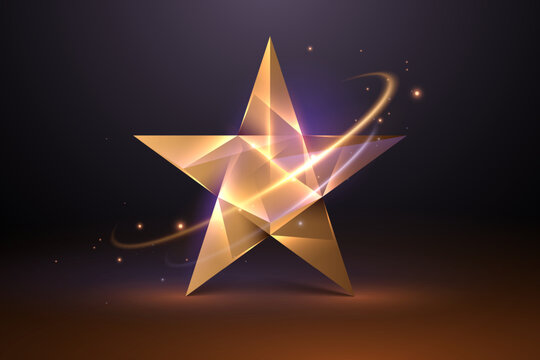 Golden star shape with light effects