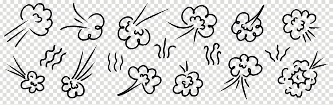 Fart cute smell with steam stinky vector and illustration funny cartoon cloud.