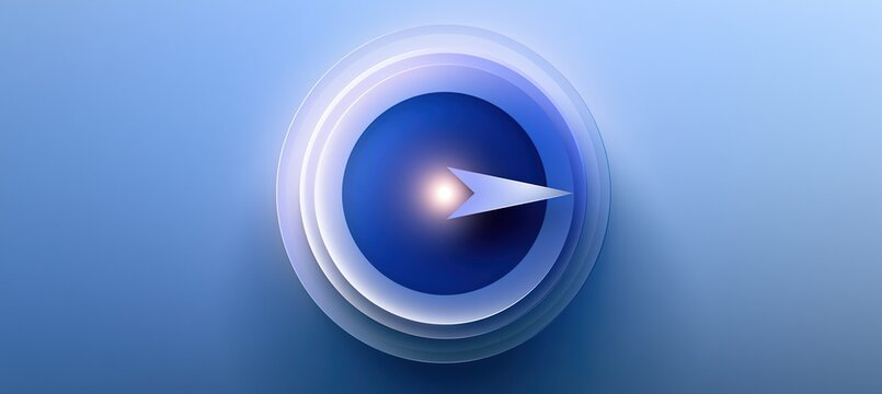 Arrow indicator aligning through nested translucent rings with glowing focal point
