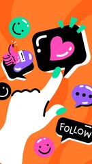 Fototapeta premium Social media illustration iPhone wallpaper, funky illustration