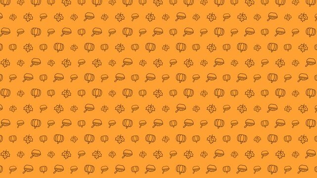Yellow Thanksgiving Autumn Themed Pattern 4K 60FPS seamless Looping Video Background
