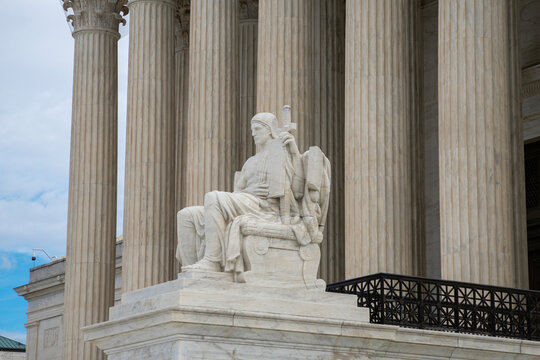 Supreme Court landmark in Washington DC. US law authority in United States government. USA judicial branch institution. American justice symbol of constitution.