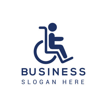 Wheelchair icon logo design, disability symbol, accessible sign for business, illustration