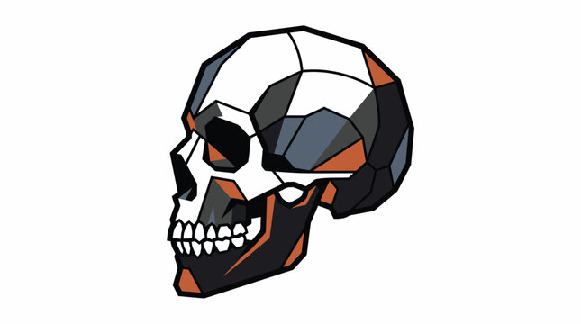 Low Poly Geometric Human Skull Profile Vector Illustration with Bold Lines