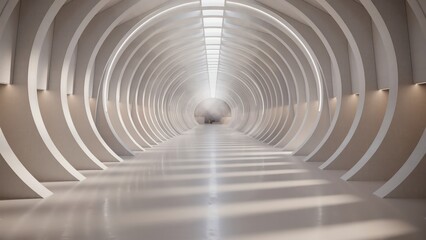 Fototapeta premium Futuristic Tunnel Interior with Circular Design and Soft Lighting