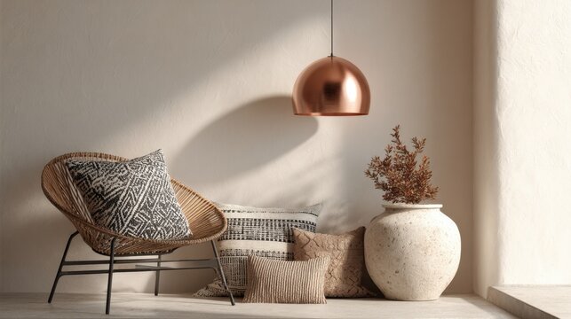Cozy corner with light and plants