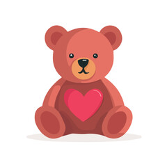 Fototapeta premium Valentines Teddy Bear — flat 2D vector artwork created in a clean, modern, and minimal style on white background.