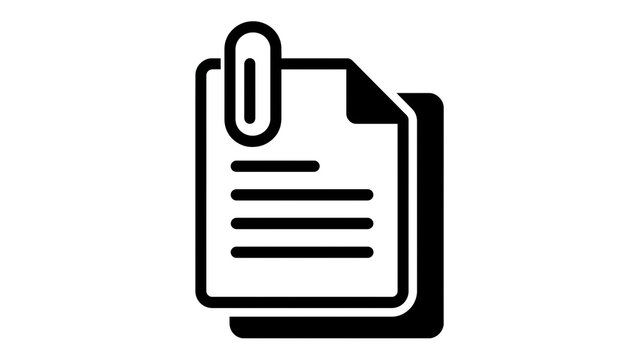 Document Attachment File Icon with Paper Clip ClipArt Isolated Glyph Style for Digital Administration Interface
