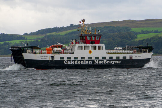 MV Loch Tarbert, Caledonian Maritime Assets Limited ro-ro car ferry, built in 1992, operated by Caledonian MacBrayne. On the seasonal Claonaig &ndash; Lochranza crossing. Largs, Scotland, September 1, 2026.