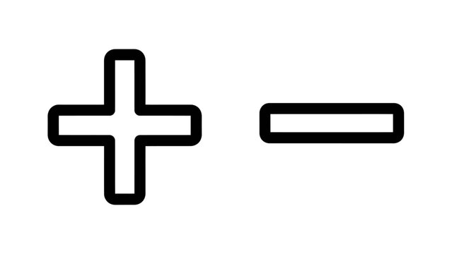 Plus and minus math symbols line icons vector illustration with addition