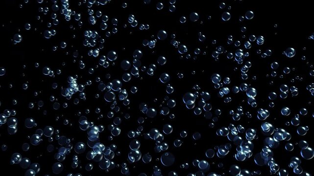Realistic underwater air bubbles streaming isolated on alpha channel