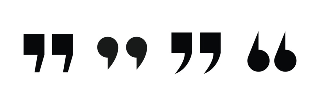 Quote Mark Icon Set Quotation Marks Symbol Double Quotes Speech Bubble Sign Text Framing Vector Illustration Graphic Element Isolated White Background