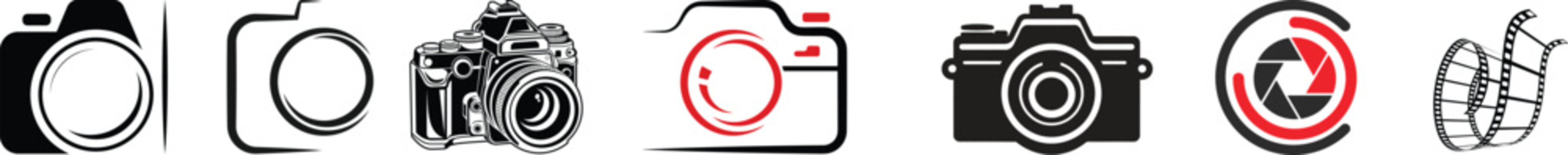 Camera lens diaphragm, including shutter icons, camera diaphragm symbols, vector illustration.Camera lens aperture icons diaphragm blades for photography and camera settings isolated on transparent.