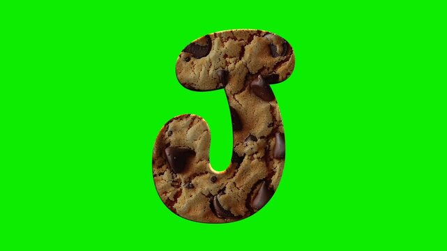 Cookie alphabet letters  animation on green screen background