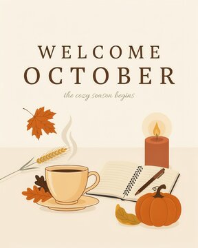 Welcome october, cozy season begins with coffee and candle