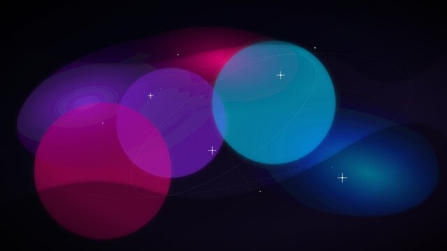 Cosmic Nebula Dust Background with Glowing Stardust and Orbits