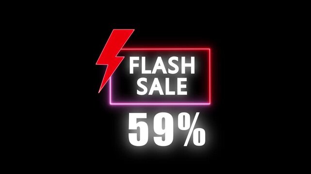 Neon Flash Sale 59 Percent Off Discount Announcement With Lightning Bolt image photo