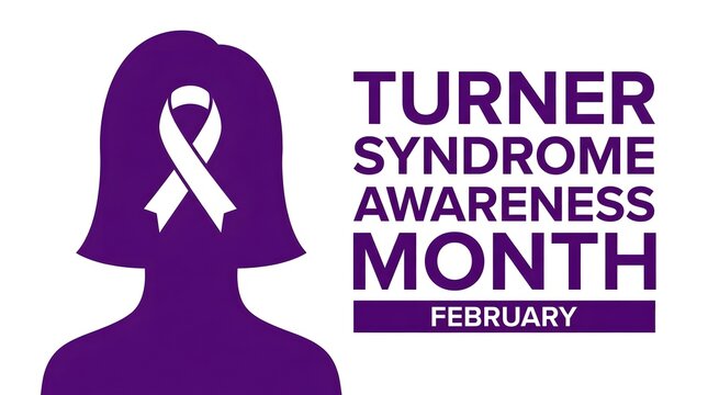 February awareness illustration showing a female silhouette with a ribbon representing support for individuals with turner syndrome and promoting understanding