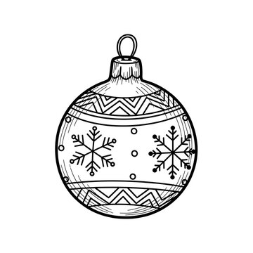 Hand-drawn christmas ornament with snowflakes and geometric patterns